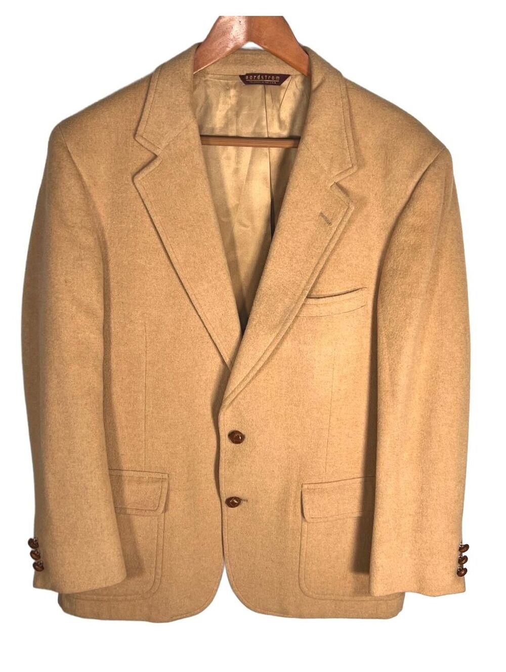 Vintage Nordstrom Camel Hair Blazer Sports Coat Tan 40R Old Money Preppy 80s USA